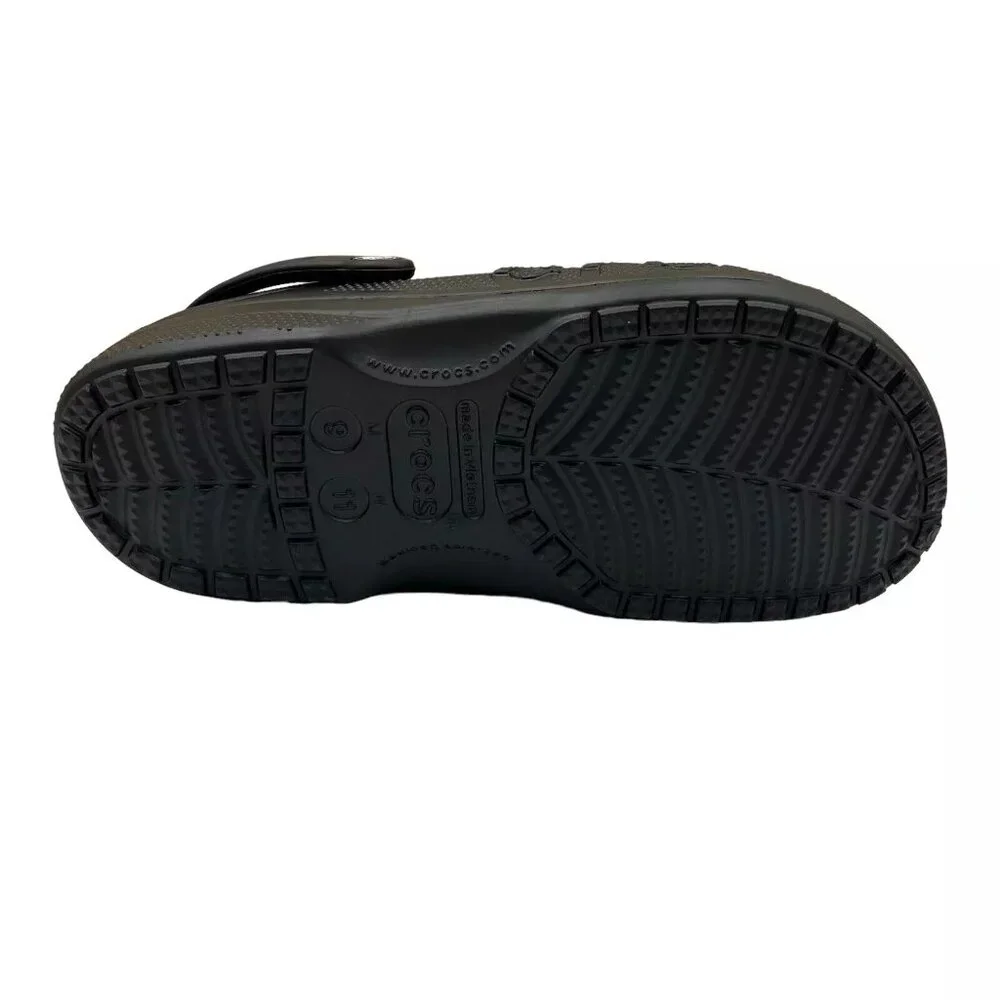 Crocs Men's Baya Lined Clog Size 9 Black Slip-on Faux Fur Fuzzy Warm Comfortable